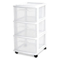 HOMZ Drawer Tower, 3-Tier Rolling Storage Cart with Set