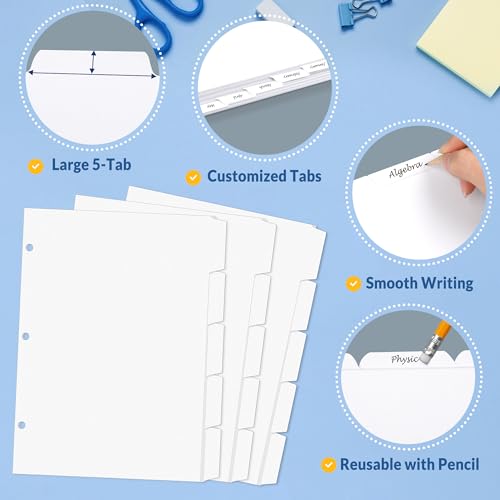 Smart Home SUNEE Binder Dividers with Tabs for 3 Ring Binder, Set