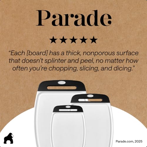 Eco-Friendly GORILLA GRIP BPA-Free Reversible Kitchen Cutting Board Set Kit