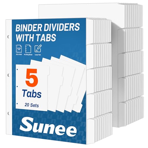 Smart Home SUNEE Binder Dividers with Tabs for 3 Ring Binder, Set
