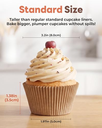 Smart Home Bake Choice Non-stick 200pcs Standard Cupcake Liners for Baking, Natural, for Daily Use