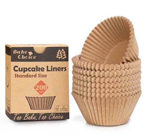Smart Home Bake Choice Non-stick 200pcs Standard Cupcake Liners for Baking, Natural, for Daily Use