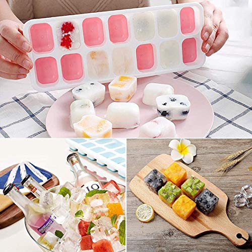 Minimalist Ice Cube Trays, Silicone convenient-Release and soft-bottom 14-Ice Trays Kit