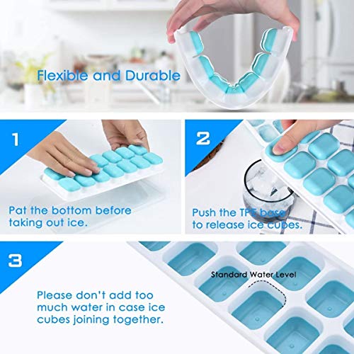 Minimalist Ice Cube Trays, Silicone convenient-Release and soft-bottom 14-Ice Trays Kit